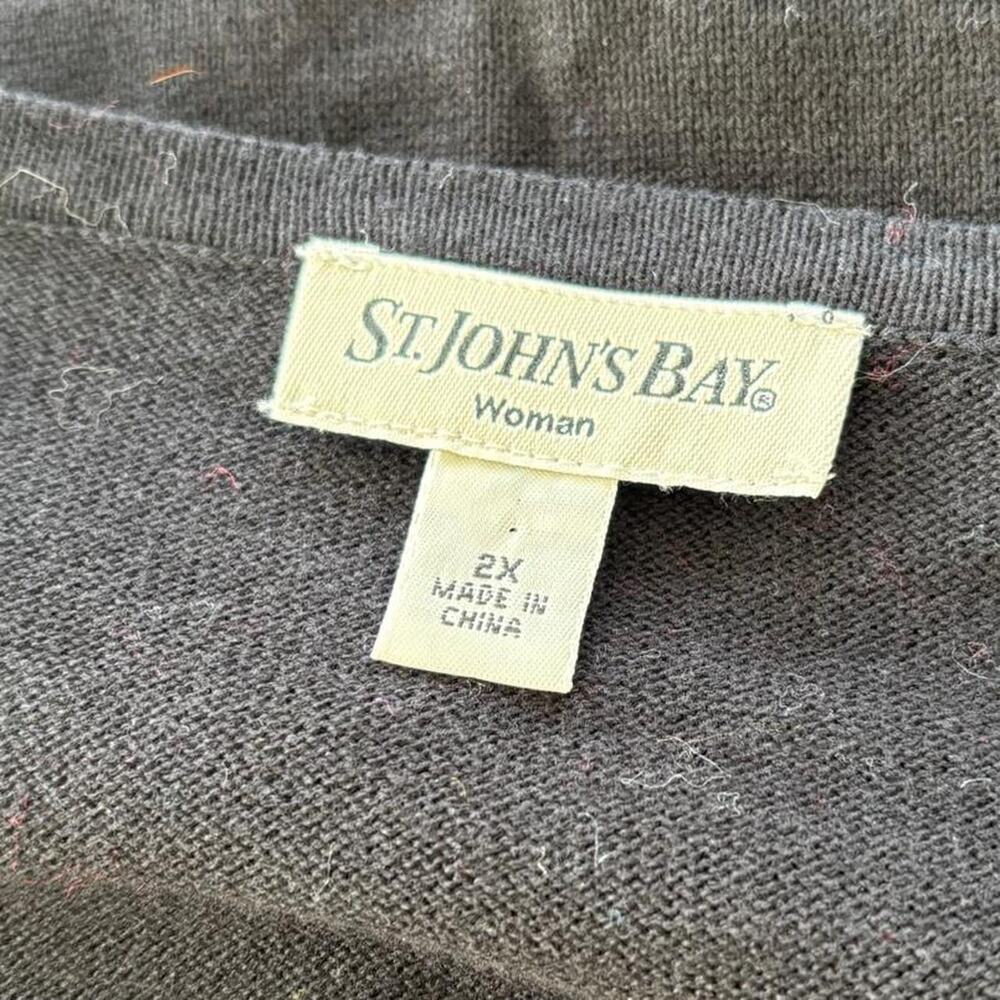 St. John's Bay 100% Cotton Glitter Sequins Black Cardigan Sweater Sz XL NWT - Picture 4 of 6